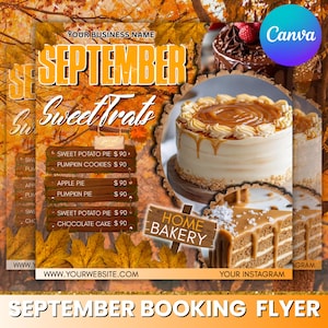Bakery Flyer Editable Template, Sweet Treats Flyer, Bake Sale Flyer, Bake Shop Flyer, Pastry Flyer, Cake Business Flyer, Canva Editable