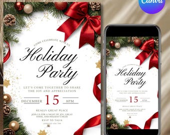 Work Holiday Party Invitation, Office Staff Appreciation Invitation, Client Appreciation Invite, Company Christmas Party, Canva Editable