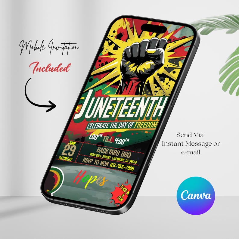 Juneteenth Party Invitation, BBQ Cookout Flyer, Backyard Celebration Invite, Black Freedom Day, Cookout Holiday, Canva Editable