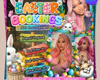 April Booking Flyer, Easter Spring Booking Flyer, Beauty Salon Booking Template, Makeup Hair Nails Lashes Flyer, DIY Text, Instant Download