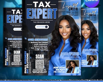 Tax Refund Flyer Template, Tax Flyer, Modern Tax Season Flyer, Editable Tax Prep Design, Accountant Marketing Template, Business Canva Flyer