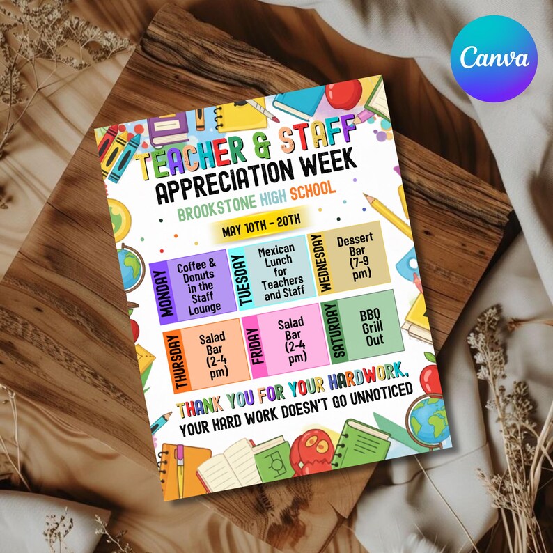 Teacher Appreciation Week Flyer Template, Printable Teacher & Staff ...