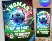 Soccer Birthday Invitation, Soccer Party Invite, Football Birthday Evite, Soccer Party Invitation, Boy Birthday Party, Canva Editable