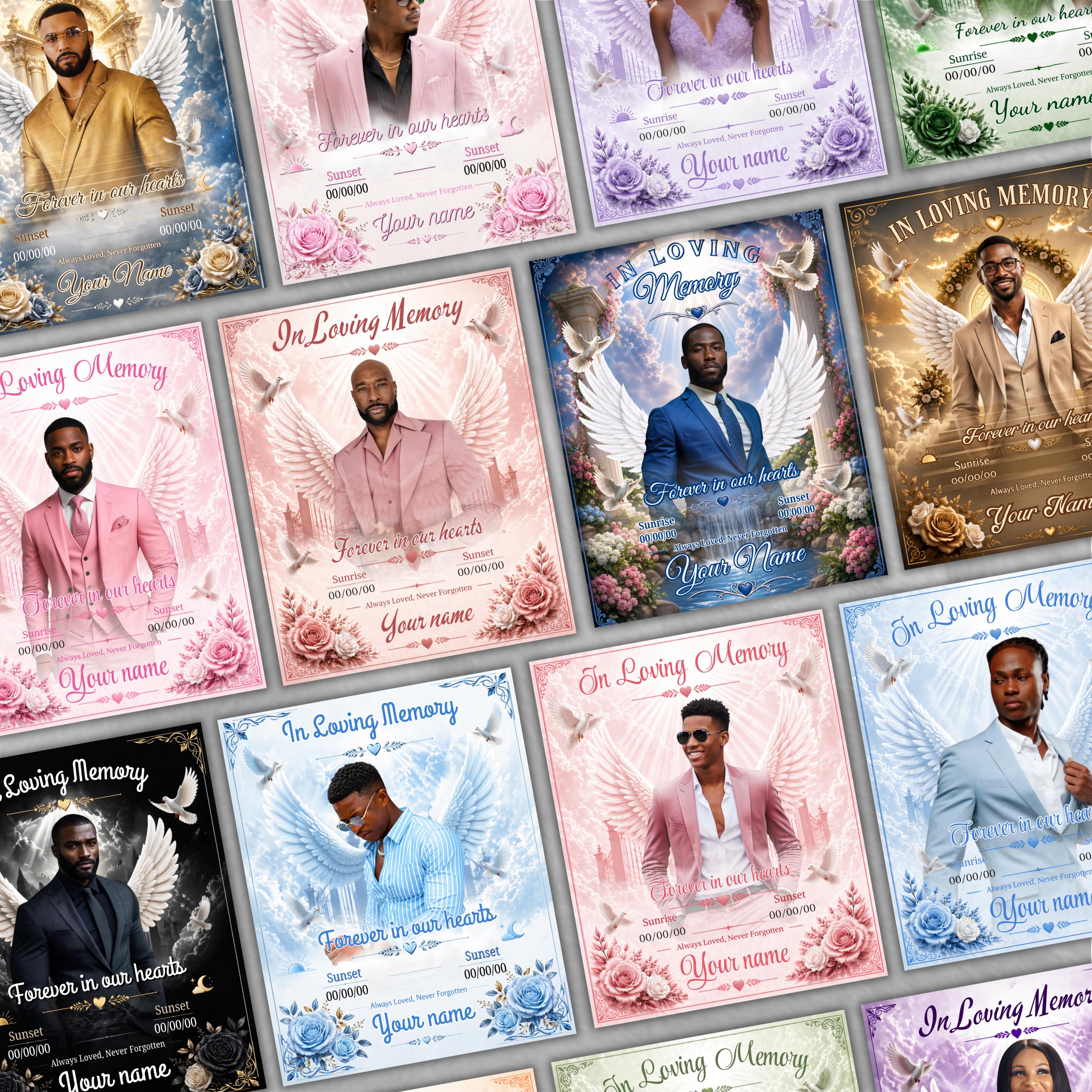 In Loving Memory Canva Editable Bundle, Funeral Memorial Templates ...