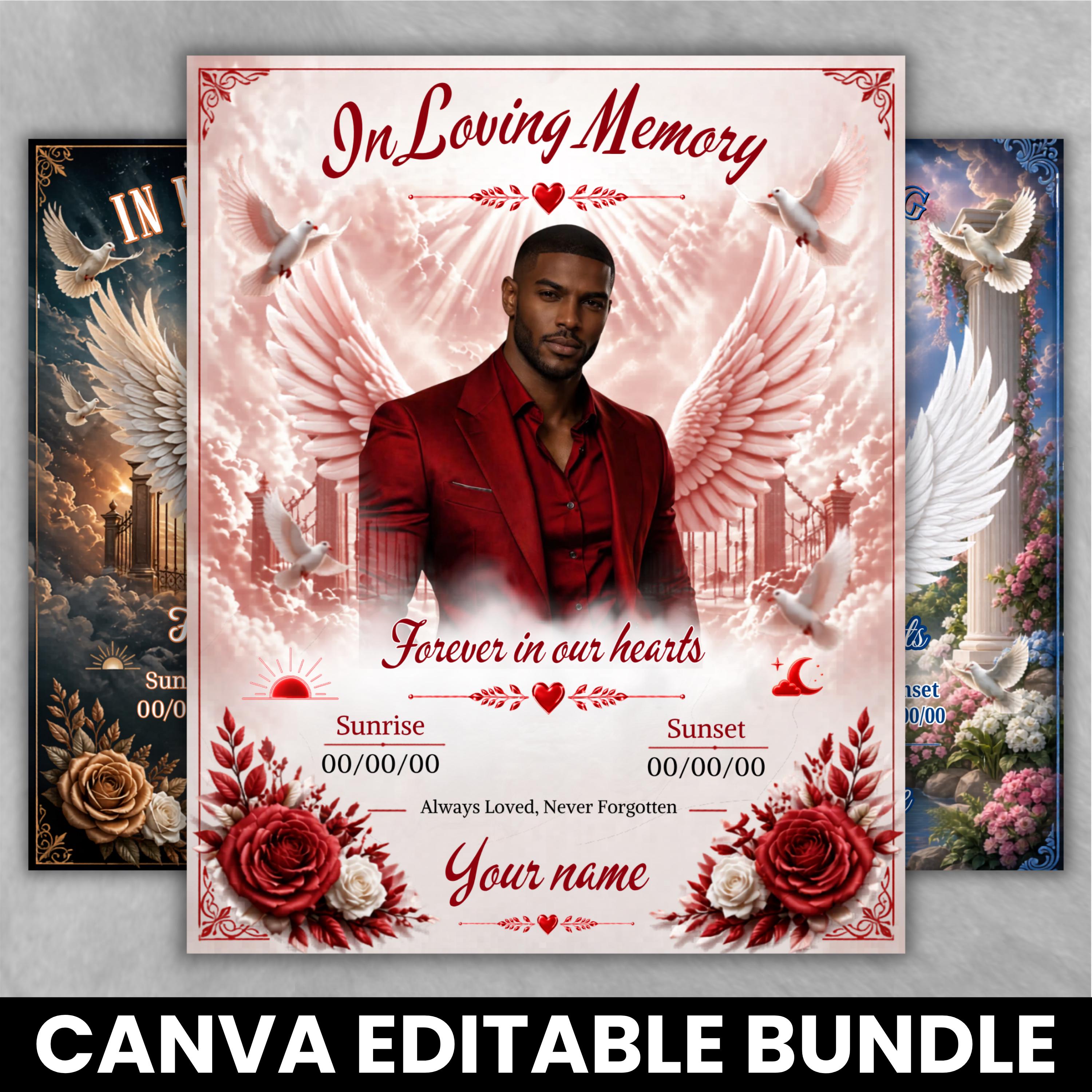 In Loving Memory Canva Editable Bundle, Funeral Memorial Templates ...