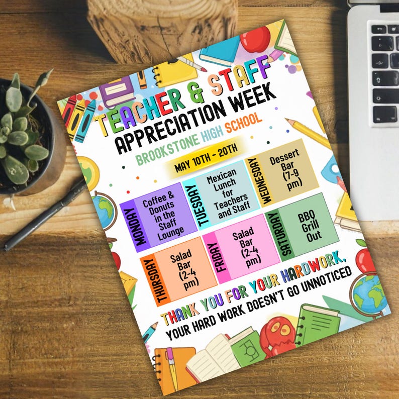 Teacher Appreciation Week Flyer Template, Printable Teacher & Staff ...
