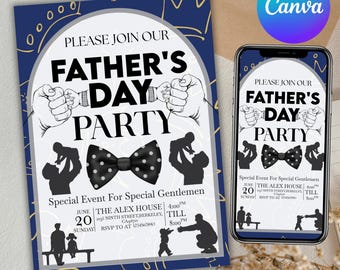 Father's Day Party Invitation , Happy Fathers Day Invitation, Fathers Day Invite, Father's Day Celebration, Father's Brunch, Canva Editable