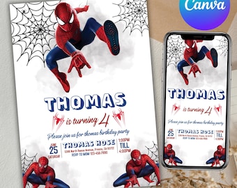 Spidey Birthday Invitation, Spidey and His Amazing Friends Birthday Invitation, Kids Superhero Party Invite, DIY Text, Instant Download