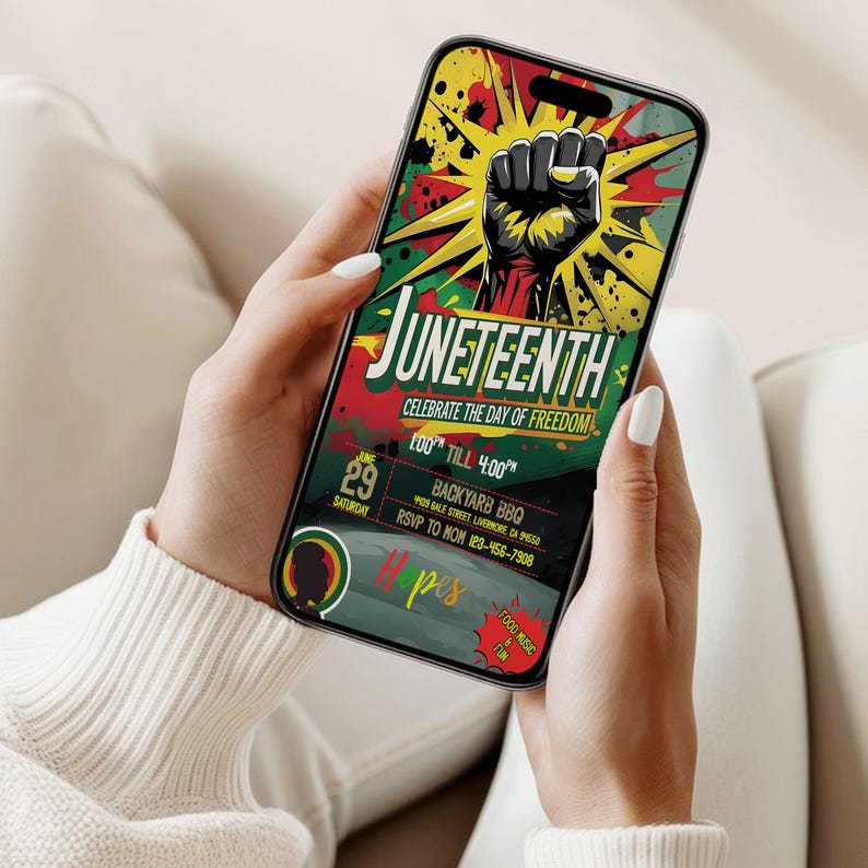 Juneteenth Party Invitation, BBQ Cookout Flyer, Backyard Celebration Invite, Black Freedom Day, Cookout Holiday, Canva Editable