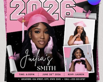 Editable Graduation Invitation Flyer, Graduation Party Invite, Class of 2026 Celebration, Graduate Invitation, DIY Text, Instant Download