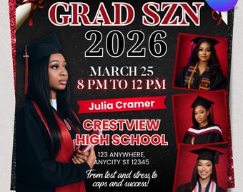 Graduate Flyer, Graduation Party Flyer, Graduation Invitation, College Decision, Senior Grad Announcement, DIY Text, Instant Download