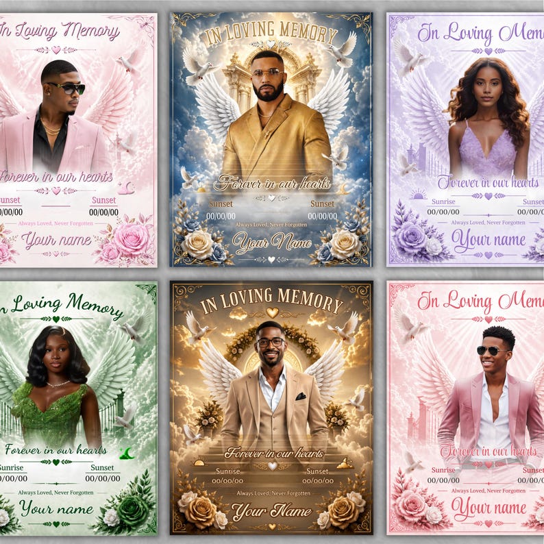 In Loving Memory Canva Editable Bundle, Funeral Memorial Templates ...