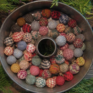 12 Mini Read Description Hand Wrapped RAG BALLS Ragballs Primitive Farmhouse Homespun Bowl Filler Tucks Ornies Ornaments