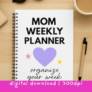 Mom Planner Digital Download | Colorful Life & Household Organizer for Busy Moms | Printable Daily Weekly Family Planner