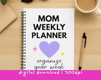 Mom Planner Digital Download | Colorful Life & Household Organizer for Busy Moms | Printable Daily Weekly Family Planner