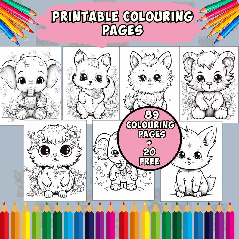 Cute Animal Coloring Pages – 89 Printable Kids Coloring Sheets, Fun Zoo ...