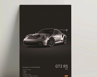 Porsche 911 GT3 RS Poster Print | Wall Art | Car Photography | Supercar Print | Home Decor