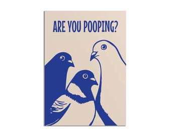 Funny Bathroom Pigeon Are You Pooping Wall Art Are You Pooping Canvas Prints Framed or Frameless Home or Apartment Decor
