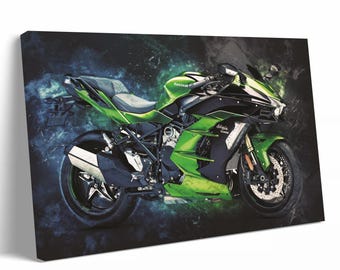 Kawasaki Ninja H2 SE Poster Print Framed or Frameless | Wall Art | Motorcycle Photography | Superbike Print | Home Decor