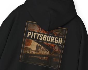 Pittsburgh Graphic Hoodie, Perfekt för sportfans, Presenter till akademiker, Bekväm fritidskläder, Unisex-tröja, City Pride-kläder