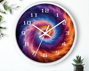Vibrant Galaxy Wall Clock, Cosmic Decor, Space Lover Gift, Home Office Accent, Unique Timepiece, Astronomy Art