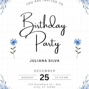 Editable Birthday Party Invitation Template – Instant Download – Canva 5x7&quot; Printable Invite – DIY Birthday Invite