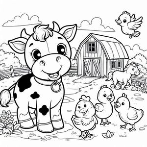 Dibujos para colorear de animales de granja para niños: 10 hojas imprimibles / Libro de actividades de descarga digital para niños pequeños y preescolares / Divertidos animales de granja