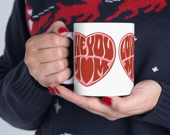 Love You Mom Ceramic Mug - Heart Design, Perfect Gift for Mother&#39;s Day, Birthday, Coffee Lovers, Home Decor, Mom Appreciation