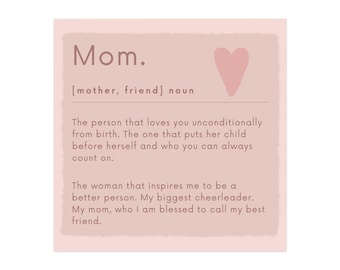 Mom Definition Magnet, herzliches Geschenk für Mutter, personalisierte Wohnkultur, Muttertagsandenken, Freundschaftserinnerung, herzerwärmendes Geschenk