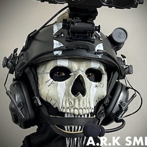 Cosplay/Airsoft Ghost Nightwar Tactical Helmet + Mask + MW (Dark Edition) NVG Set