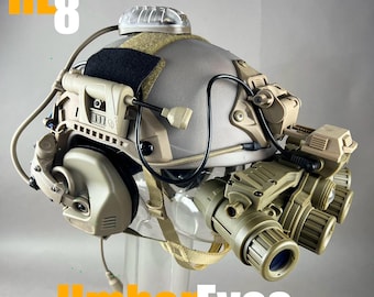 Hound Wolf Squad Umber Eyes Tactical Helmet & Illuminated Visible NVG Set