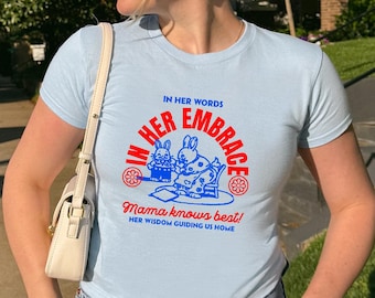 Mama Knows Best Baby Tee, Cute Bunny Raglan Shirt, Y2K Vintage Graphic Tee, Retro Mama Crop Top, Mother's Day Gift, Bunny Mom Shirt