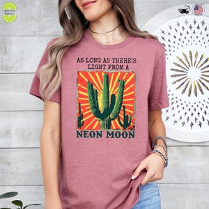 Neon Moon Cactus Graphic Tee: Retro Western Desert Shirt