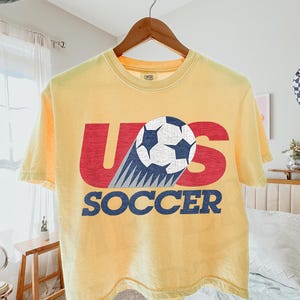 Comfort Colors Retro USA Soccer Boxy Tee,USA Soccer 2026 Vintage Tee, USMNT Fan Gift Tee, United States Football Graphic Shirt, Game Day Top image 3