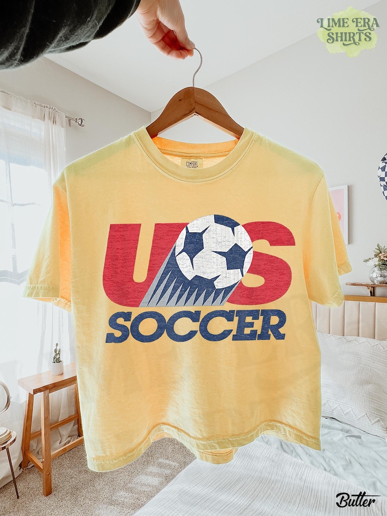 Comfort Colors Retro USA Soccer Boxy Tee,USA Soccer 2026 Vintage Tee, USMNT Fan Gift Tee, United States Football Graphic Shirt, Game Day Top image 3