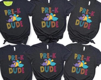 Pre-K Dude Dinosaur Shirt: Back To School Graphic Tee