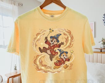 Comfort Colors Chip and Dale Sorcerer Boxy Tee, Disney Wizard Shirt, Fantasia Magic Shirt, Disney Vacation Gift Tee