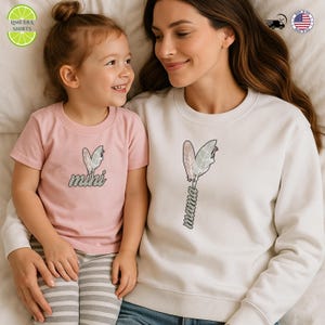 Mama Mini Matching Shirts: Feather Heart Boho Mother Daughter Outfits