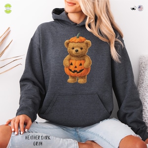 Pumpkin Bear Halloween Hoodie, Cute Jack O’Lantern Teddy Fall Sweatshirt, Cozy Trick or Treat Top