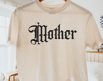 Comfort Colors All Gothic Boxy Tee, Old English Font Mom Shirt, Blackletter Oversized Mama Tee, Alternative Goth Mom, Mothers Day Gothic Tee