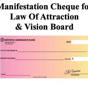 Manifestation Cheque Printable | Digital Download | Vision Board Spiritual Tool | Abundance Check for Journal | Law of Attraction for Women
