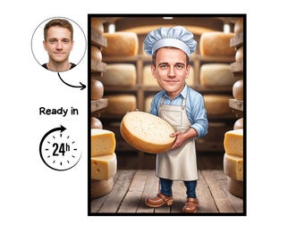 Ritratto di un casaro, regalo per casaro, caricatura personalizzata di un casaro, caricatura di un casaro da una foto, regalo per casaro