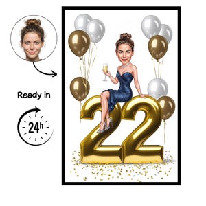 Tarjeta De 22º Aniversario O Cumpleaños - Diseño Moderno Y En Blanco Por Dentro