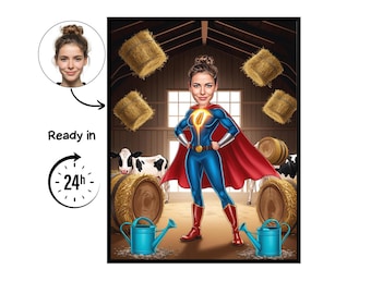 Retrato de caricatura de granjero, regalo de granjero, caricatura de granjero personalizada, caricatura de granjero a partir de una foto, regalo para granjero, retrato de granjero