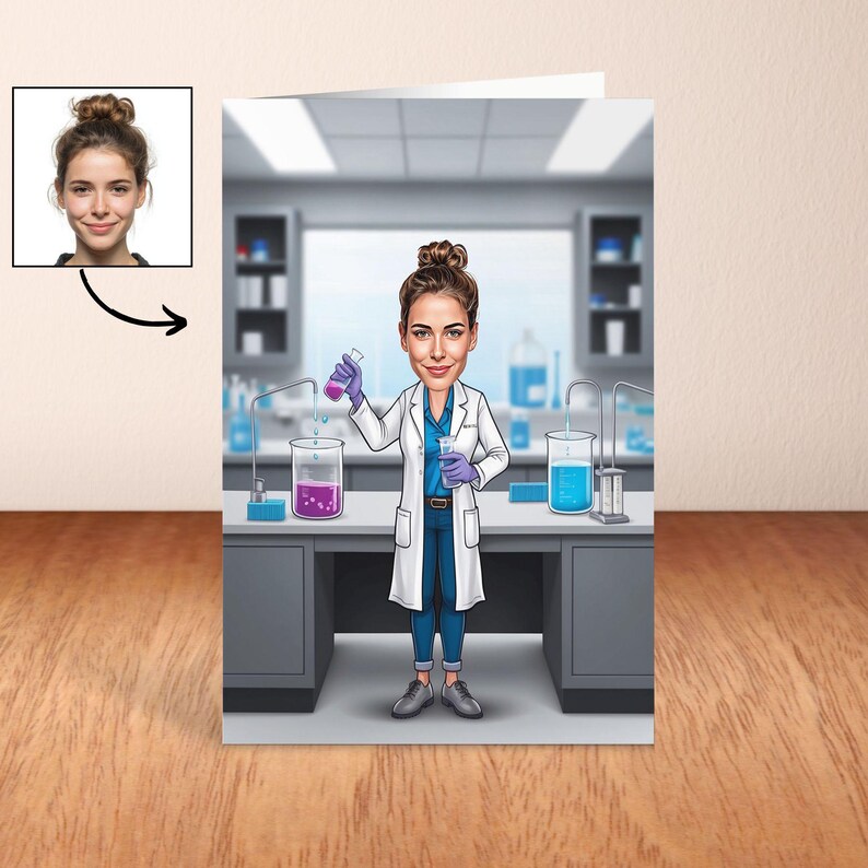 Portrait Lab Setting Laboratory Technician Cartoon Portrait, Laboratory Gift,custom ...