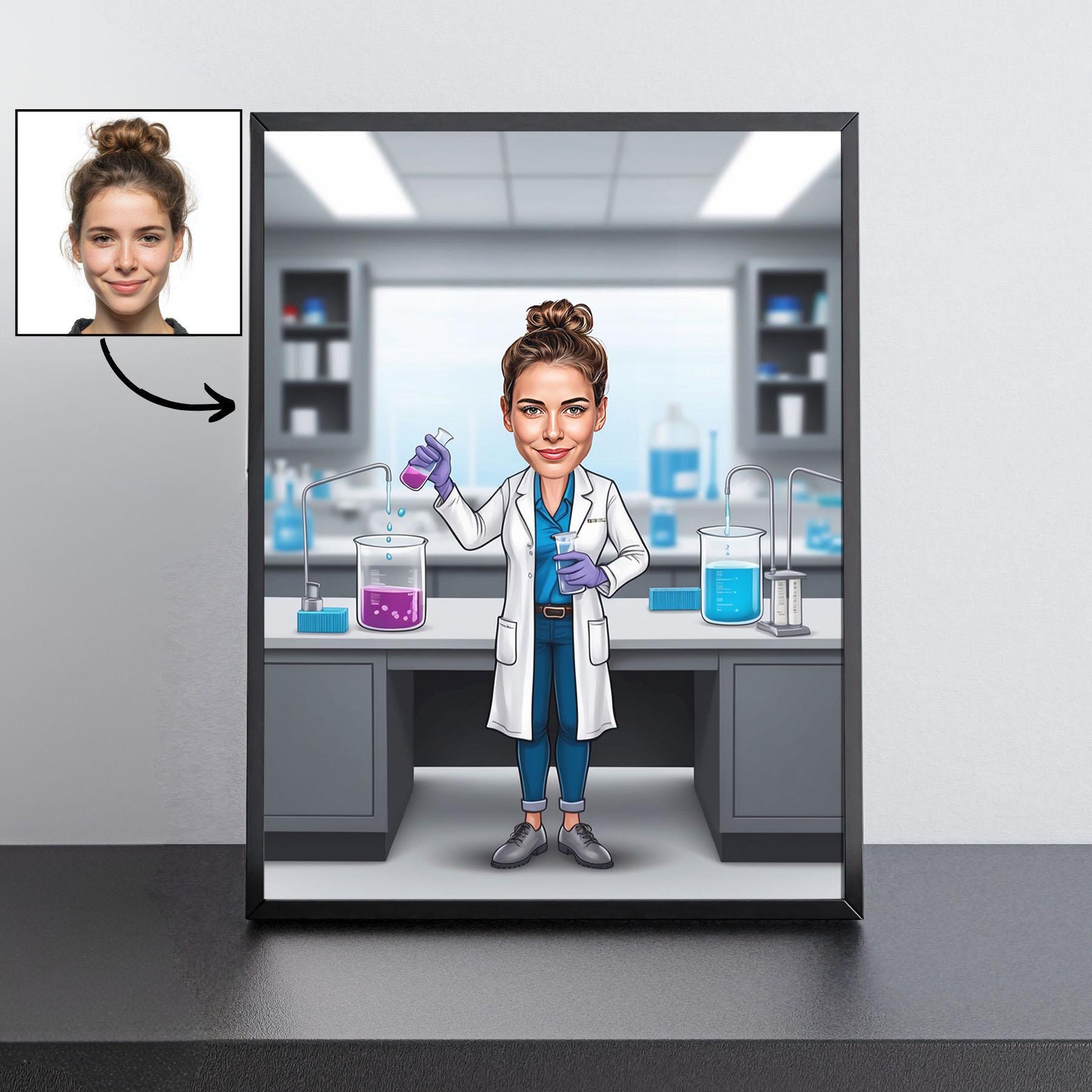 Cartoon Character Lab Tech Laboratory Technician Cartoon Portrait, Laboratory Gift,custom ...