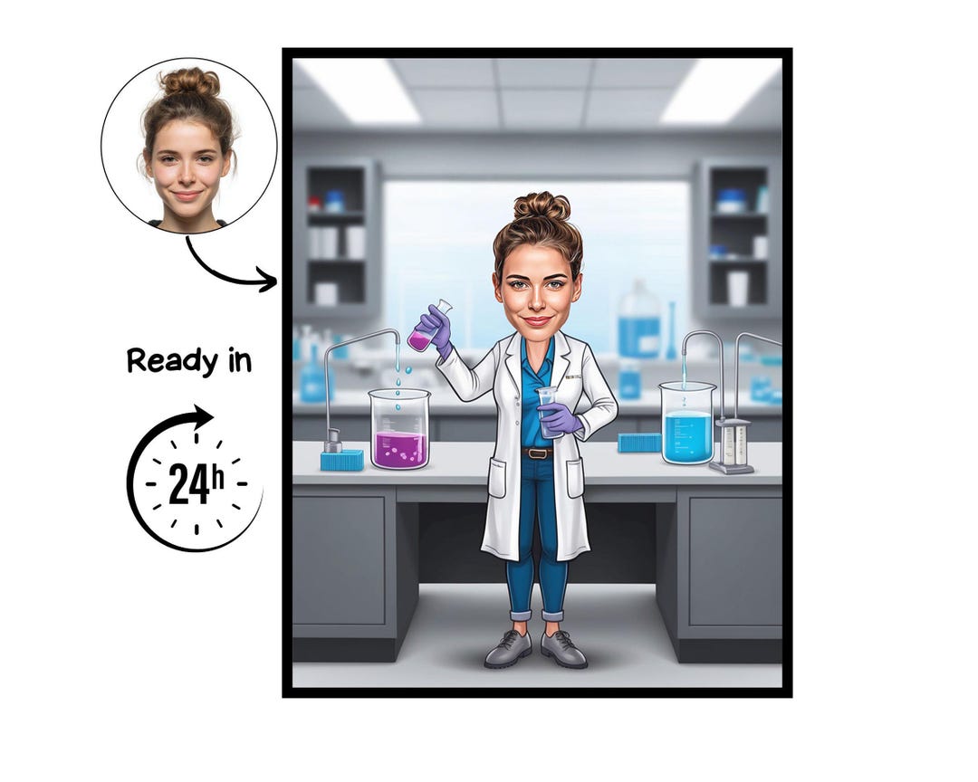 Quality Lab Tech Cartoon Laboratory Technician Cartoon Portrait, Laboratory Gift,custom ...