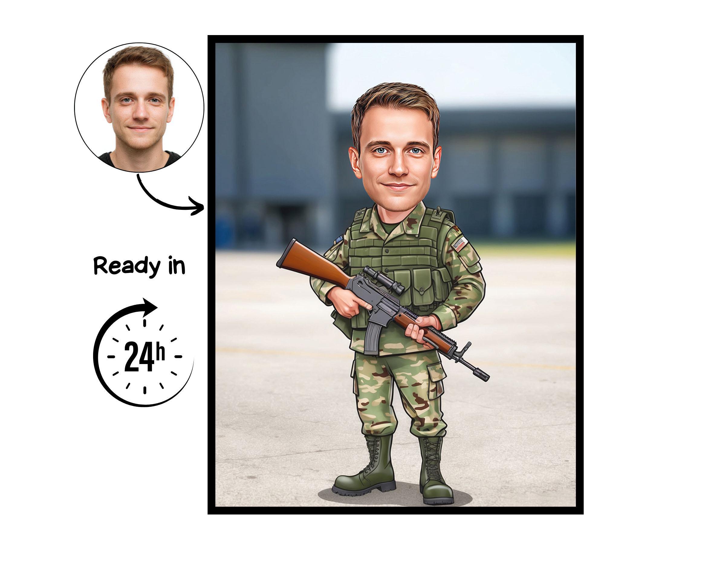 Retrato de caricatura militar, regalo militar, caricatura militar  personalizada, caricatura militar a partir de una foto, regalo para  soldado, retrato militar - Etsy México, image size:2382x1905