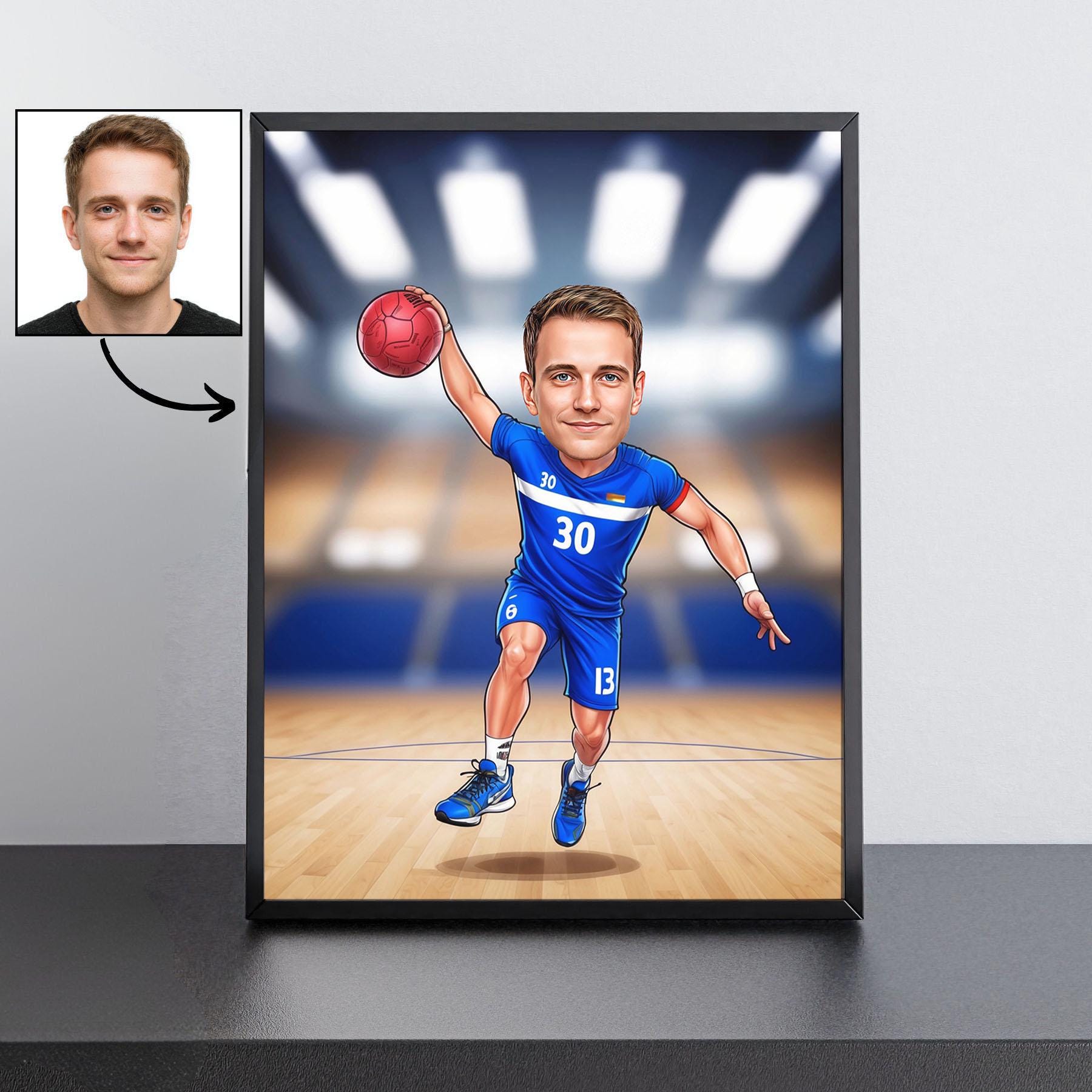 Handball Cartoon Portrait, Handball Gift, Custom Handball Caricature ...