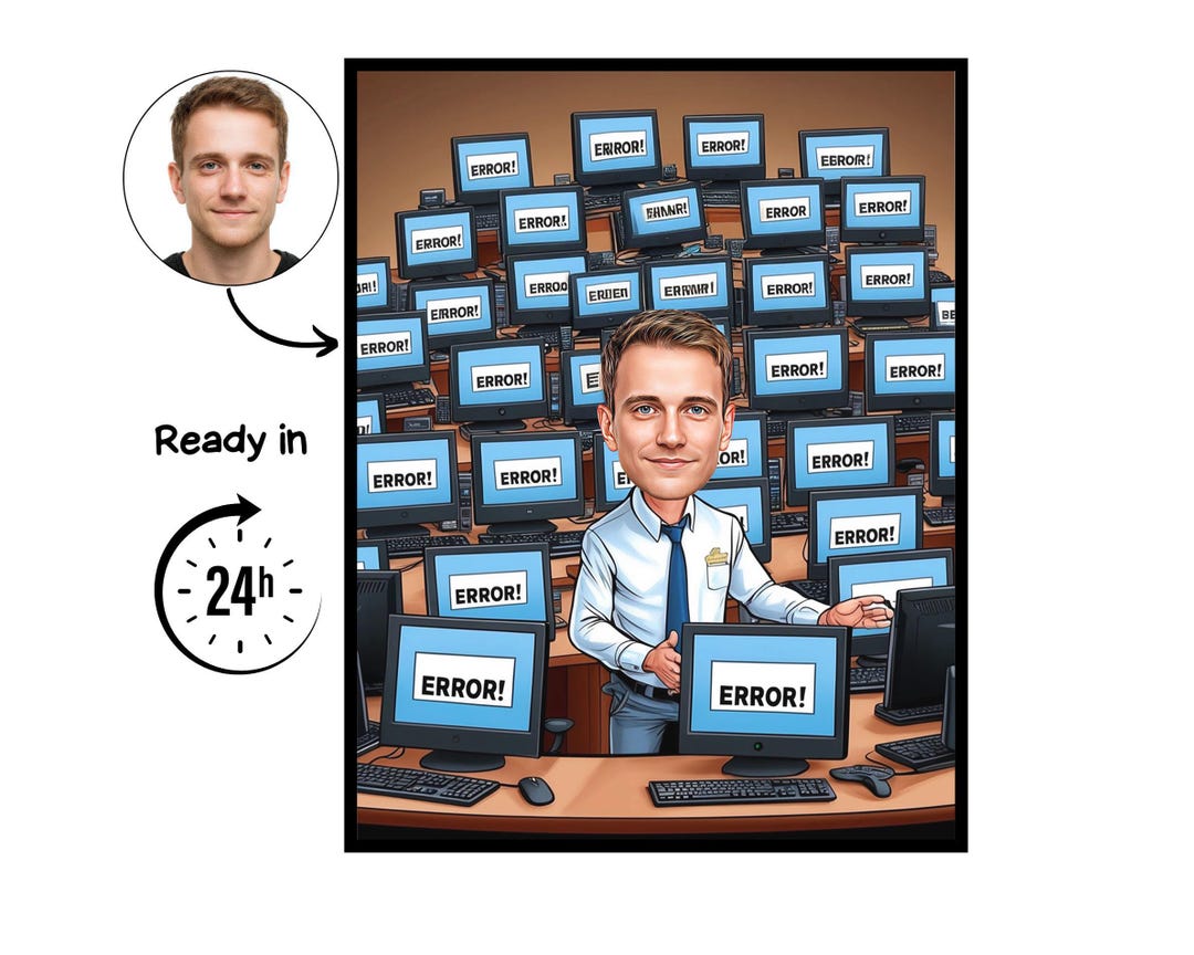 Software Developer Cartoon Portrait, Developer Gift,custom Developer ...